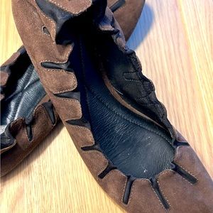 AERIN by AERIN Lauder Brown Suede Ballet Flats